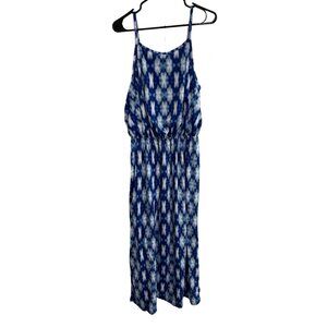 Summer Sleeveless Maxi Dress Blue White Tie Dye Pattern Sz 1X